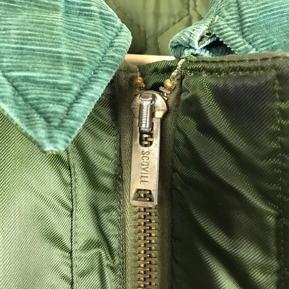 Vintage 1960s Military Field Scovill Corduroy Quilted Lined Jacket